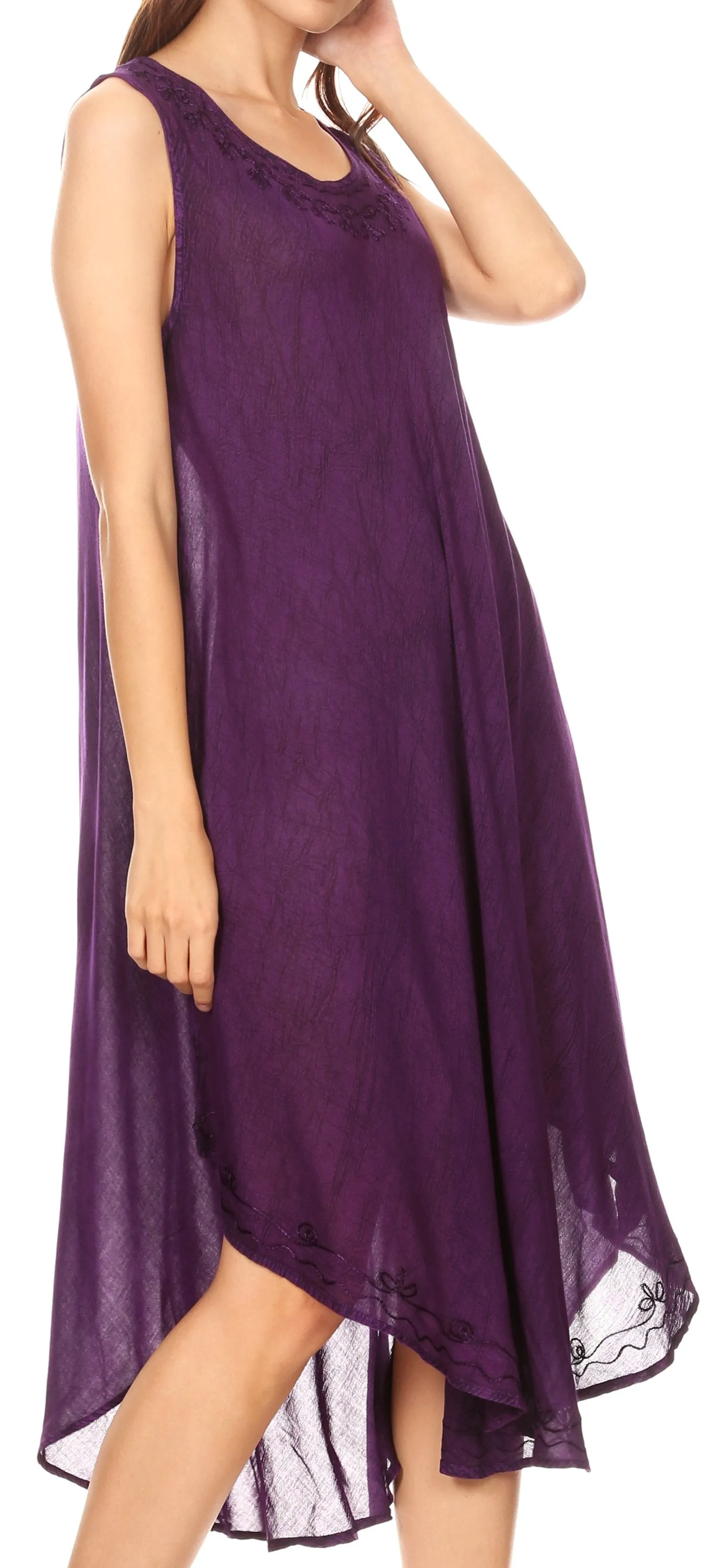 Sakkas Milly Women's Midi Loose Casual Summer Sleeveless Dress Sundress Cover-up