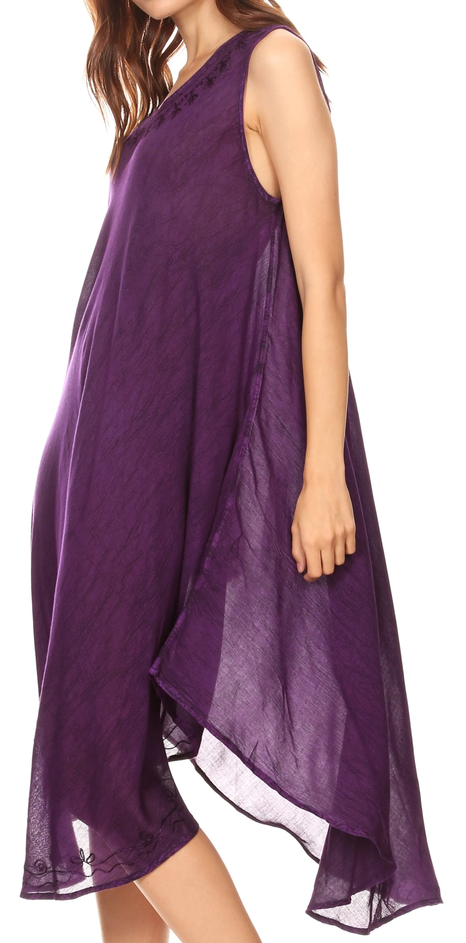 Sakkas Milly Women's Midi Loose Casual Summer Sleeveless Dress Sundress Cover-up