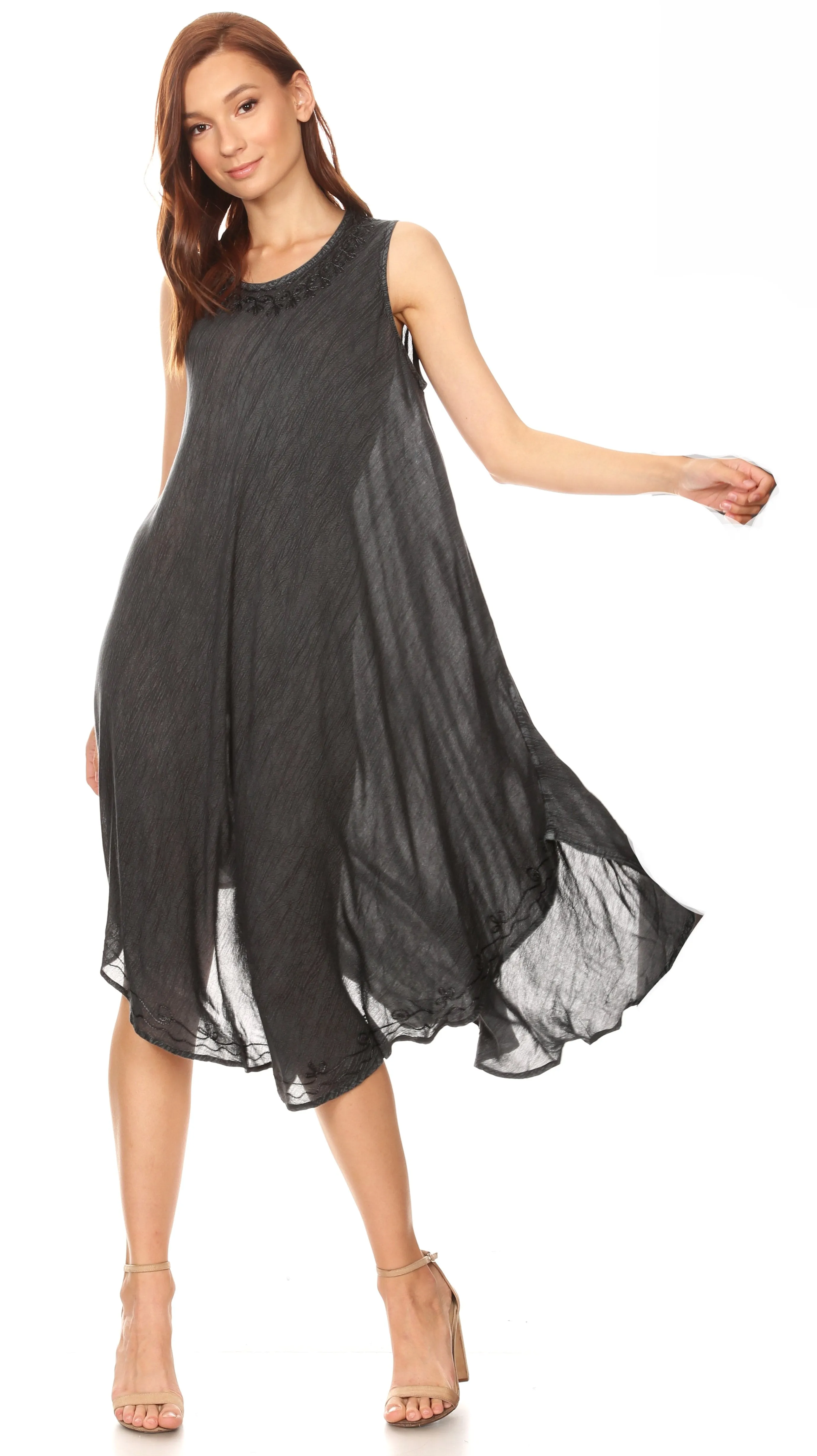 Sakkas Milly Women's Midi Loose Casual Summer Sleeveless Dress Sundress Cover-up