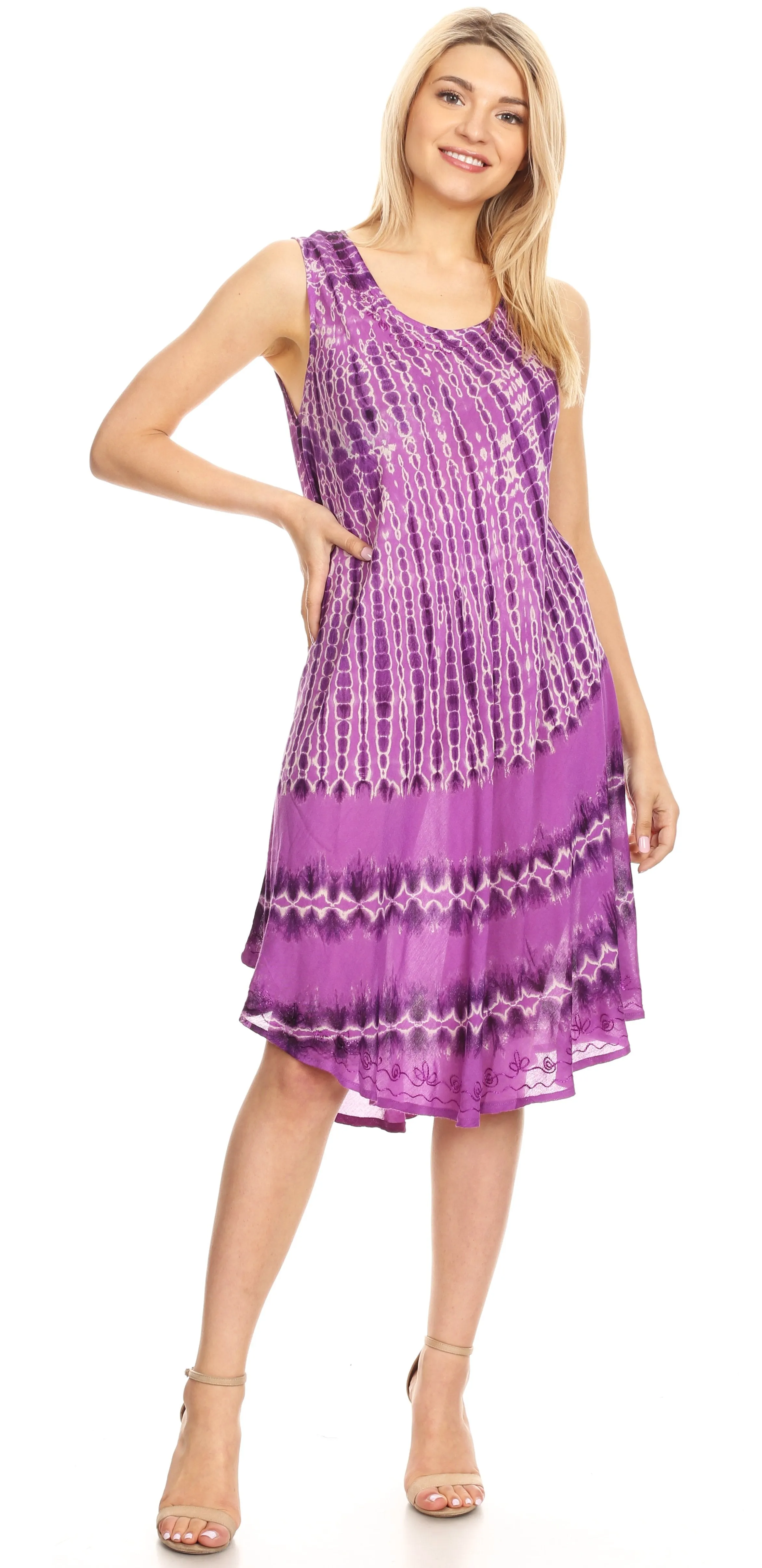 Sakkas Milly Women's Midi Loose Casual Summer Sleeveless Dress Sundress Cover-up