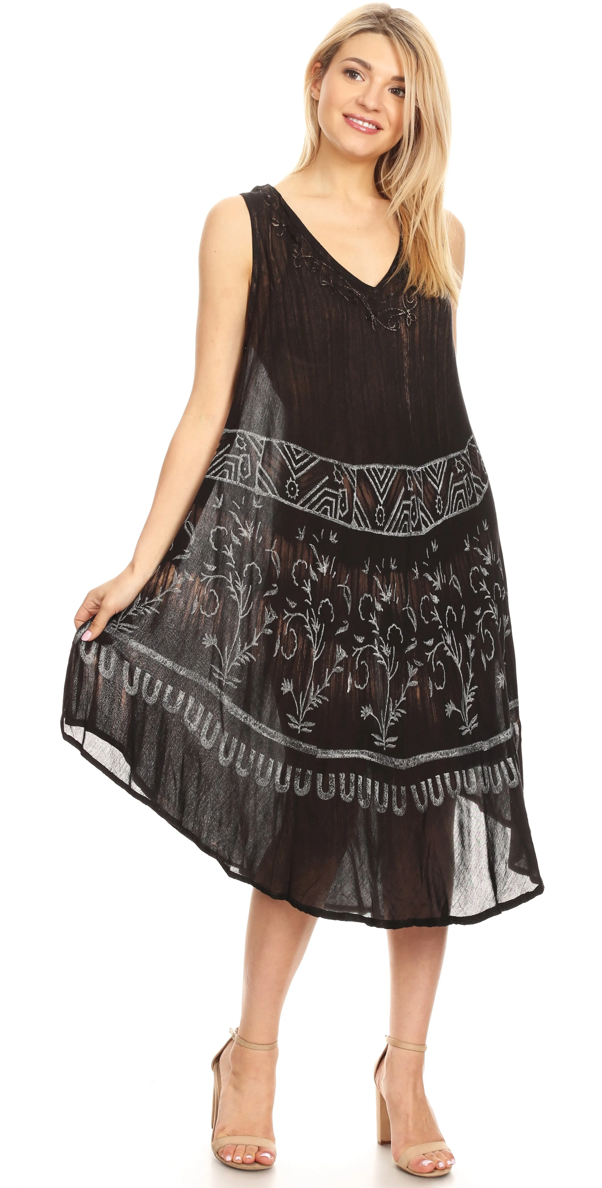 Sakkas Milly Women's Midi Loose Casual Summer Sleeveless Dress Sundress Cover-up
