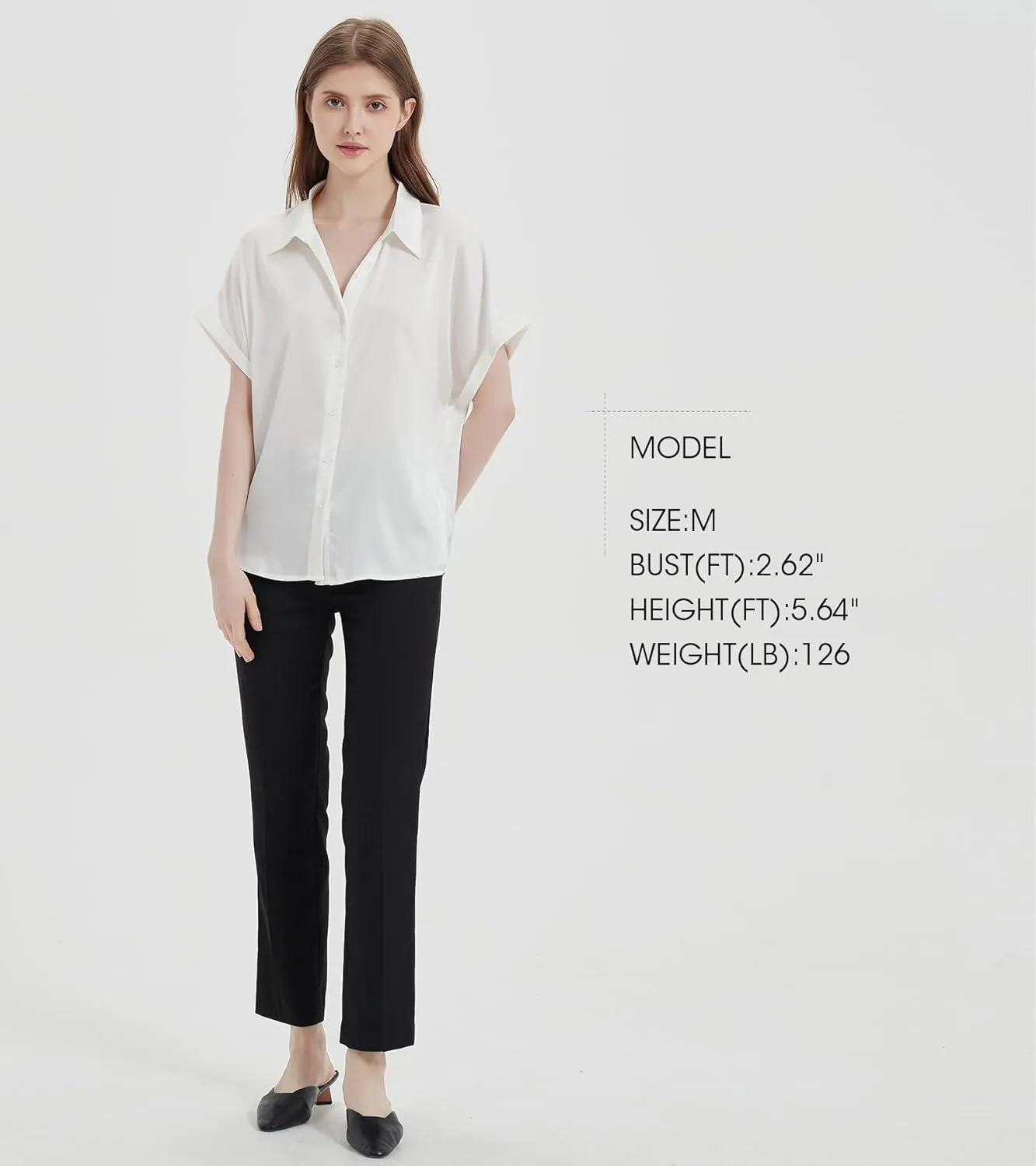 Satin Button Down Shirts, Silk Blouse for Women Short Sleeve V-Neck Top, Casual Outfits for Women (Small Size)