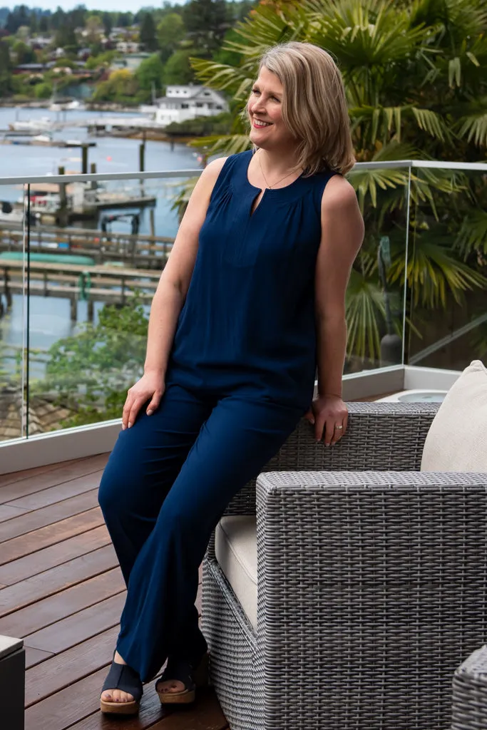 Scarlette Tank, Indigo, Linen Bamboo
