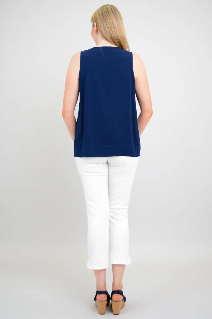 Scarlette Tank, Indigo, Linen Bamboo