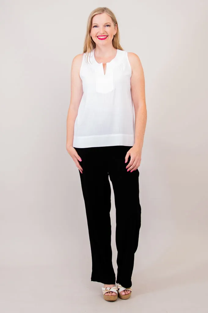 Scarlette Tank, White, Linen Bamboo