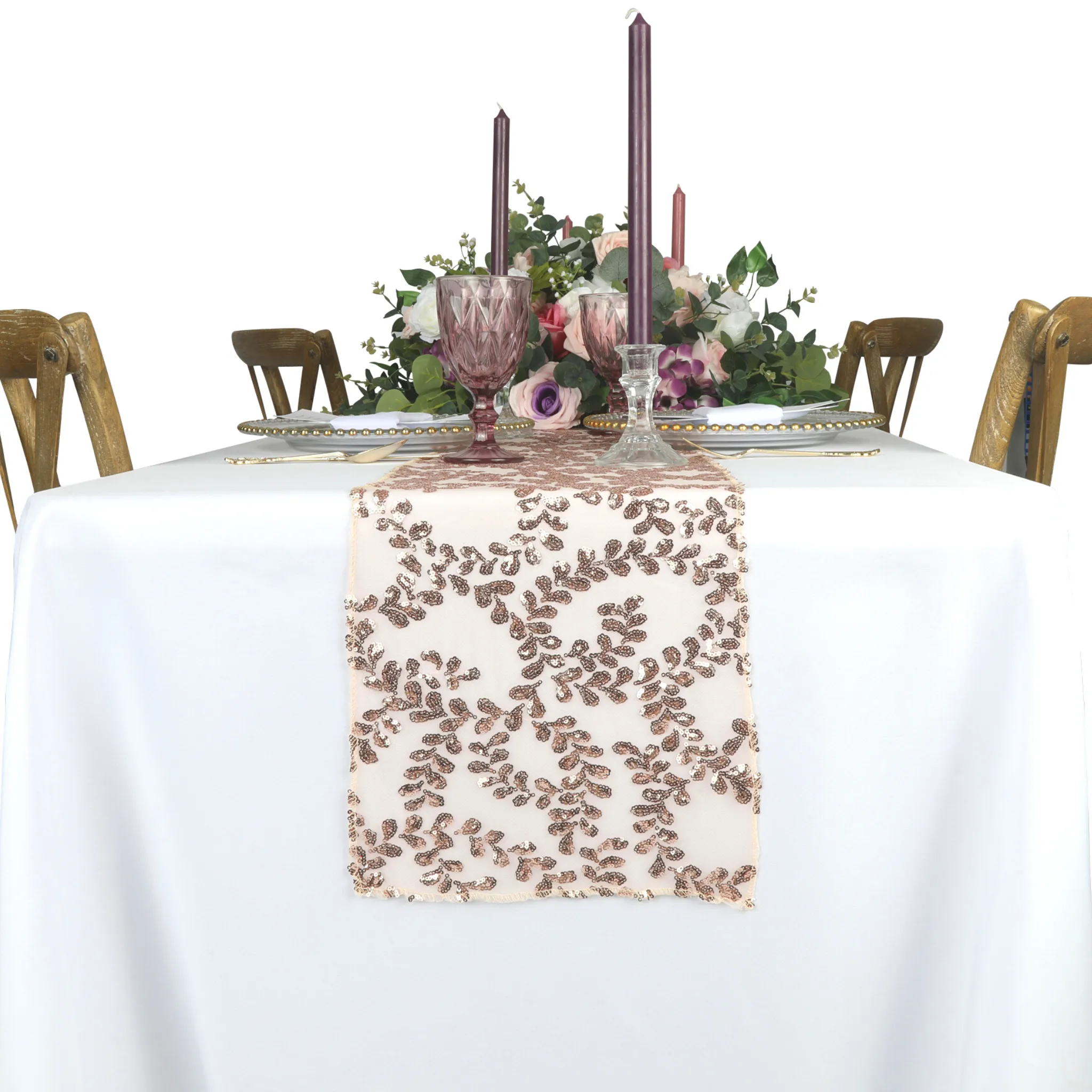 Sequin Vine Table Runner - Blush/Rose Gold