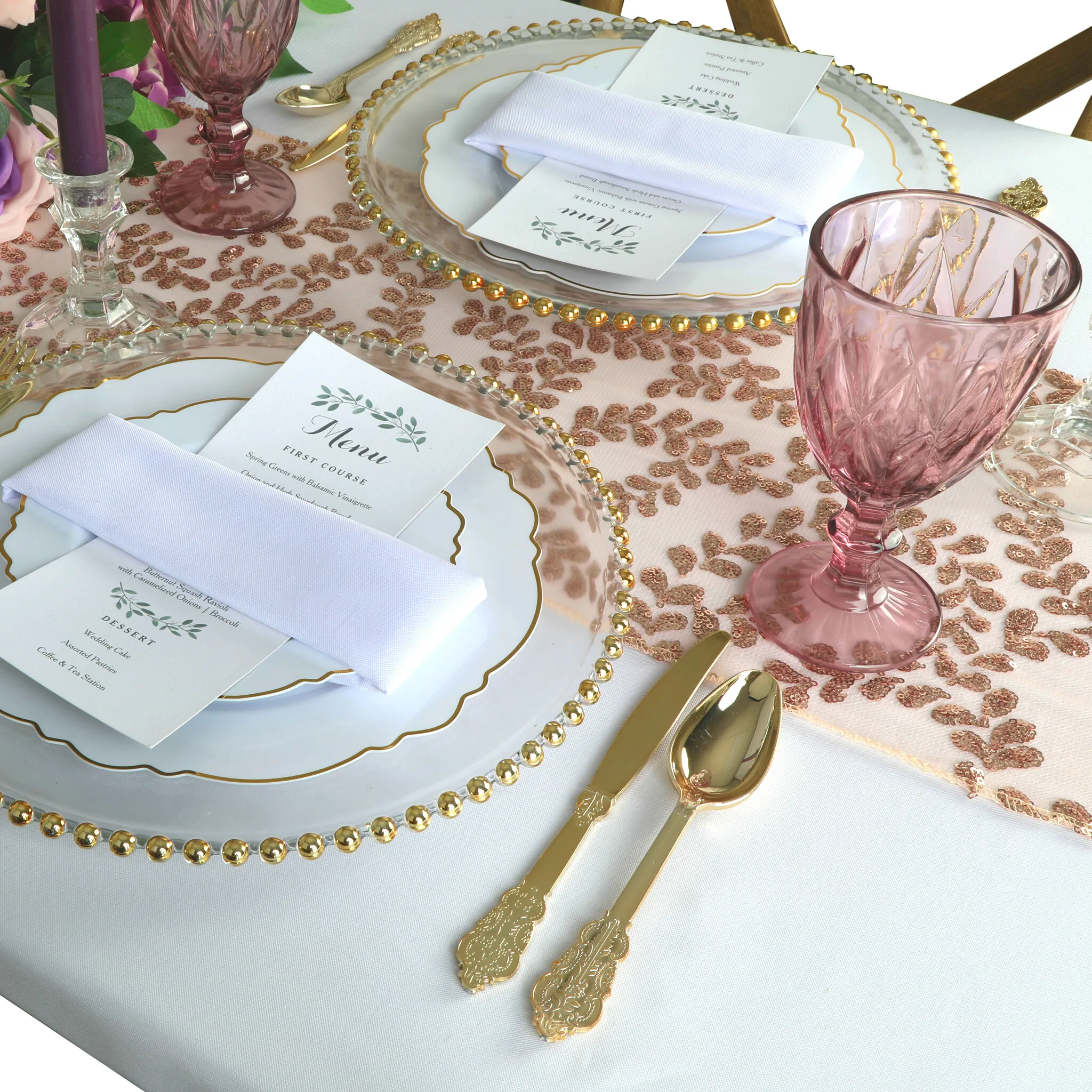 Sequin Vine Table Runner - Blush/Rose Gold