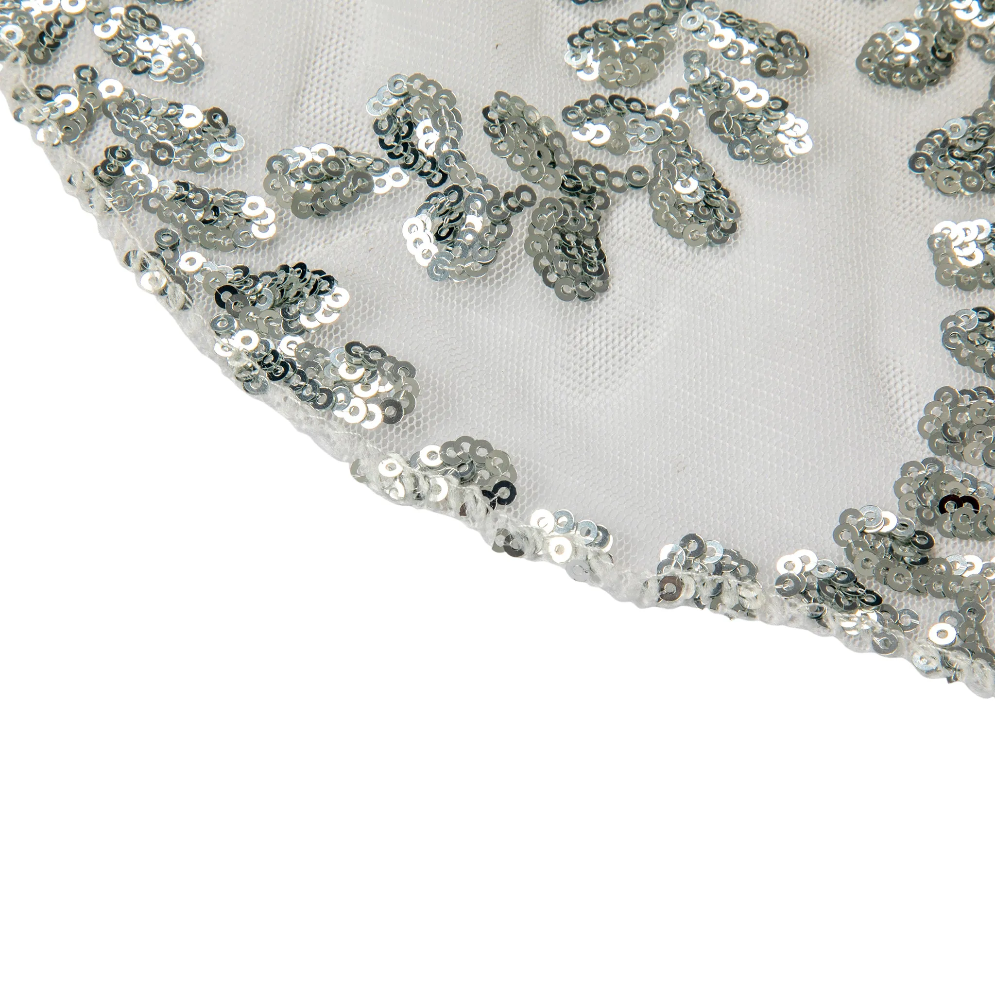 Sequin Vine Tablecloth Overlay 120" Round  - Silver