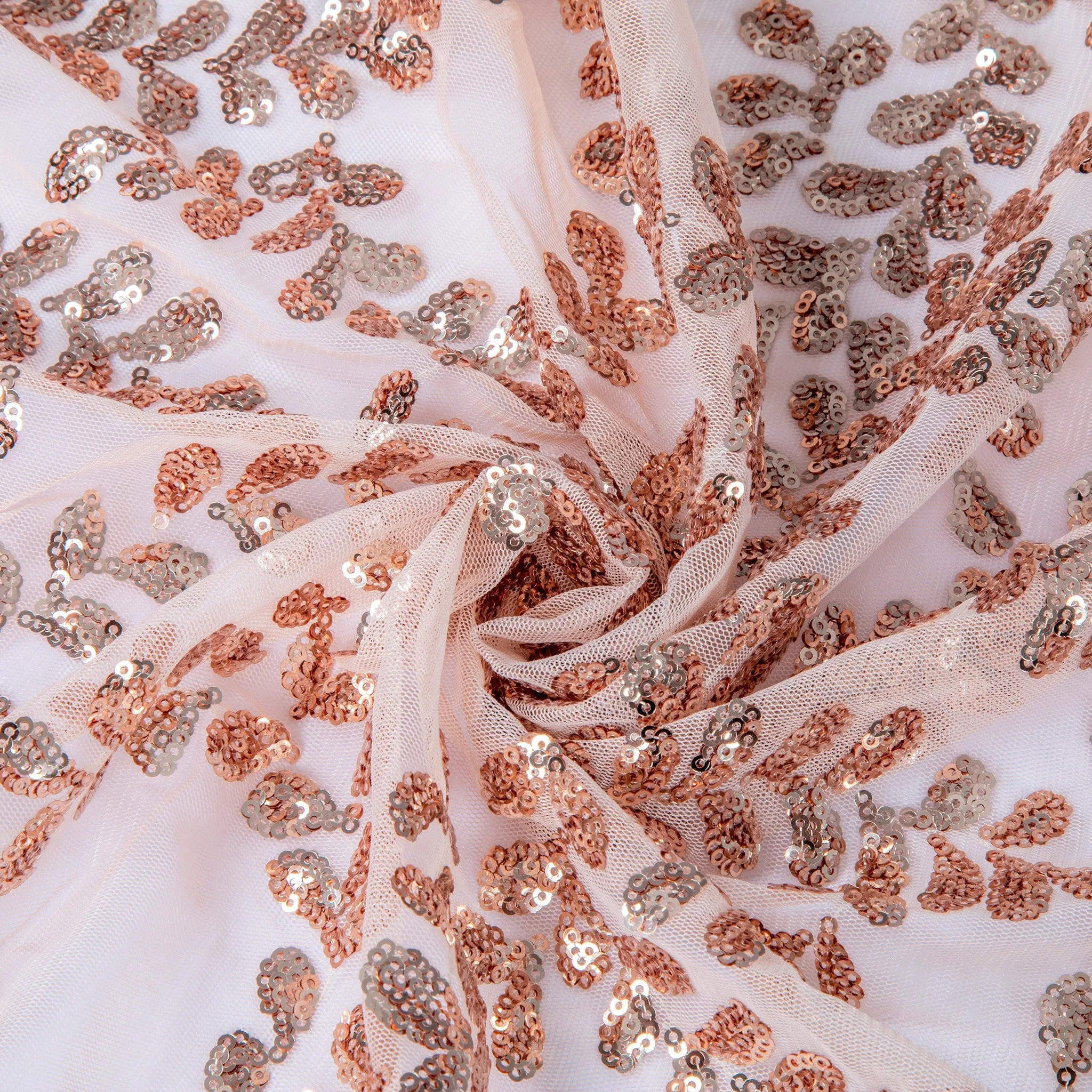 Sequin Vine Tablecloth Overlay 90"x132" Rectangle  - Blush/Rose Gold