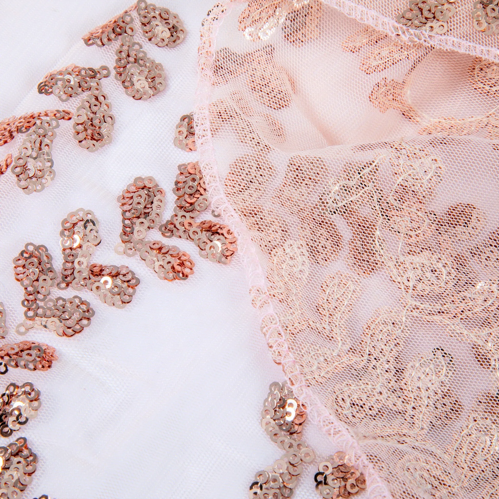 Sequin Vine Tablecloth Overlay 90"x132" Rectangle  - Blush/Rose Gold