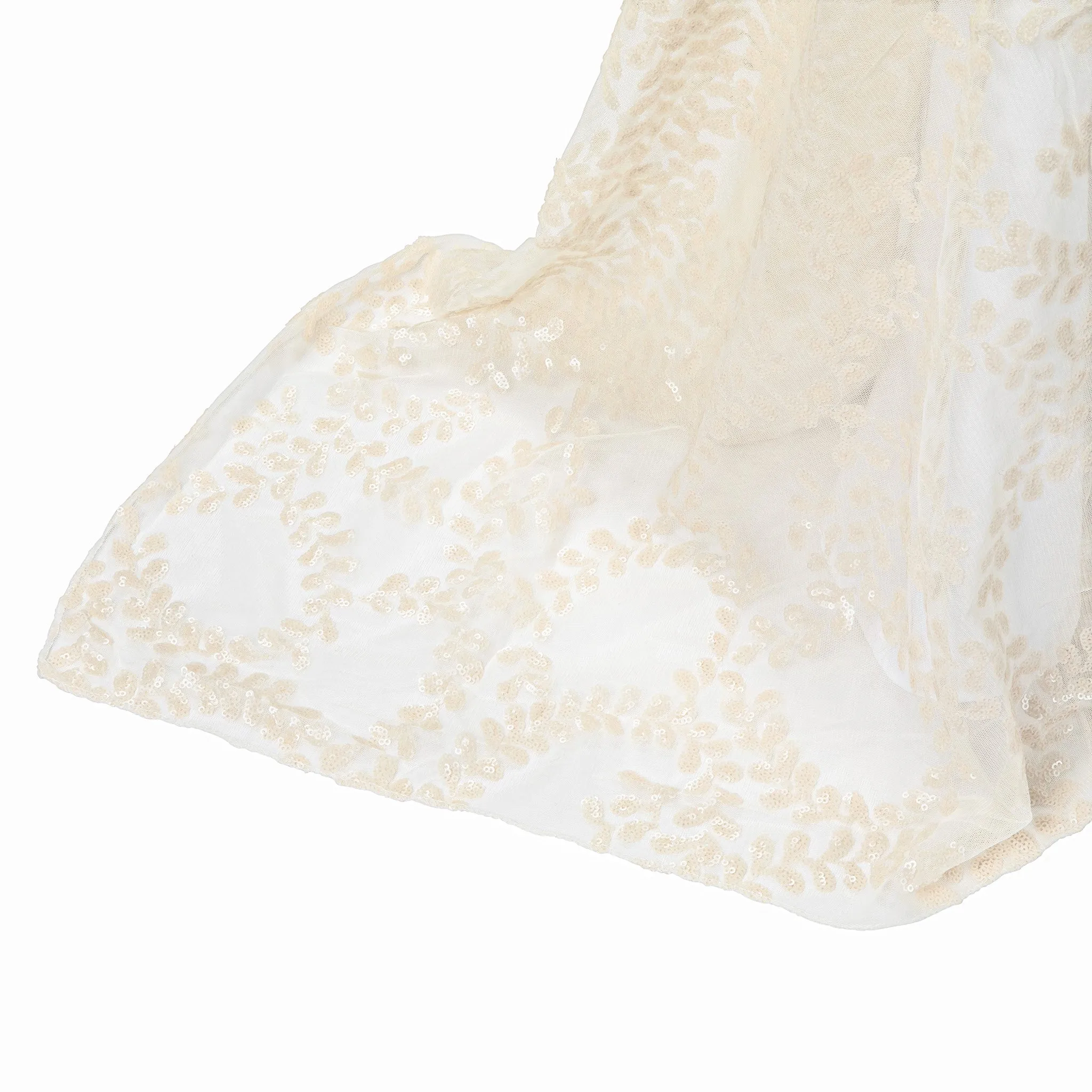Sequin Vine Tablecloth Overlay 90"x156" Rectangle  - Light Ivory/Off White