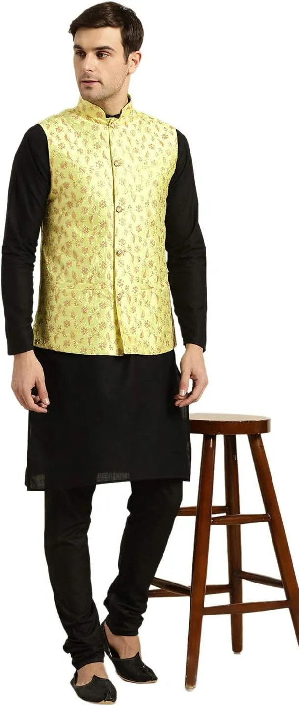 Sojanya (Since 1958 Men'S Silk Blend, Embroidered Nehru Jacket