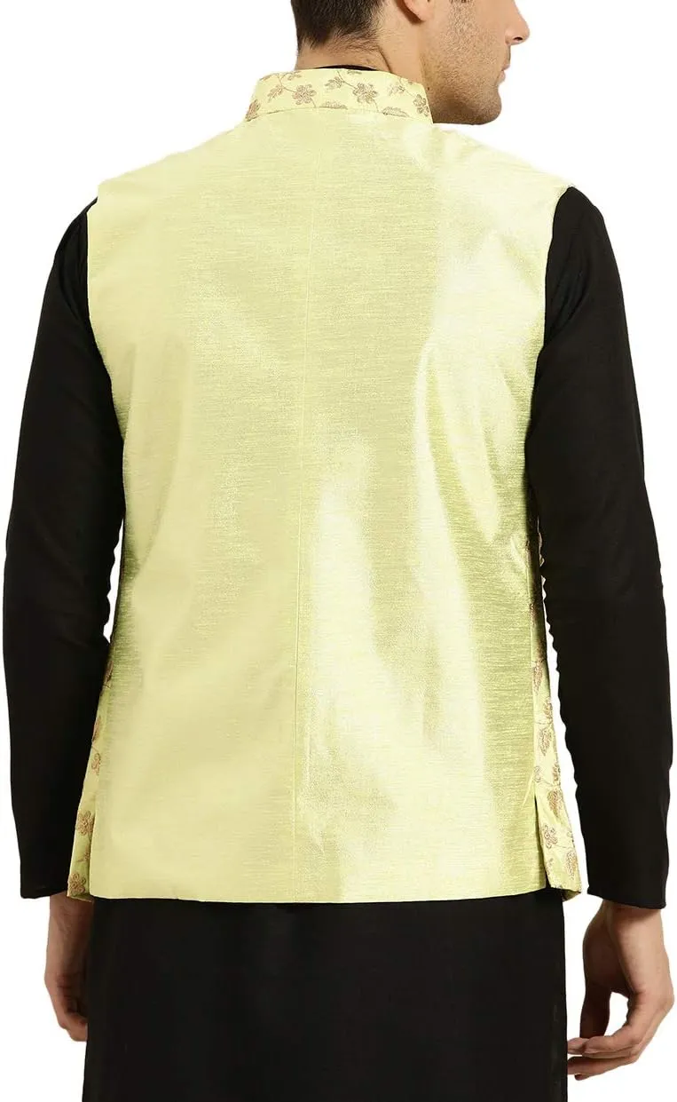 Sojanya (Since 1958 Men'S Silk Blend, Embroidered Nehru Jacket
