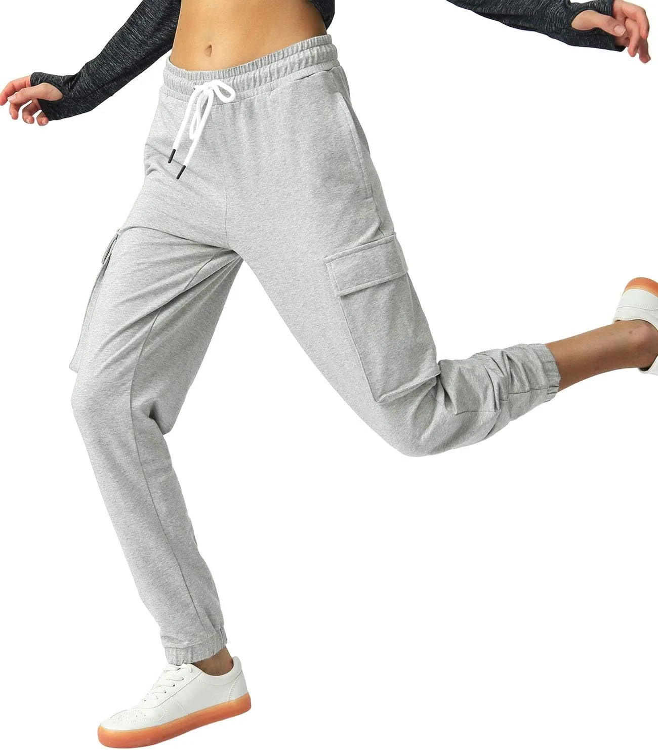 SPECIALMAGIC Women's Cargo Sweatpants Cotton Athletic Joggers 4 Pockets Sporty Pants