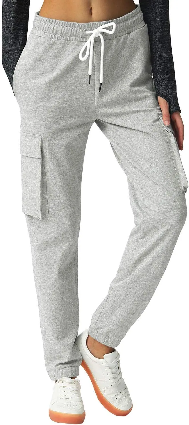 SPECIALMAGIC Women's Cargo Sweatpants Cotton Athletic Joggers 4 Pockets Sporty Pants