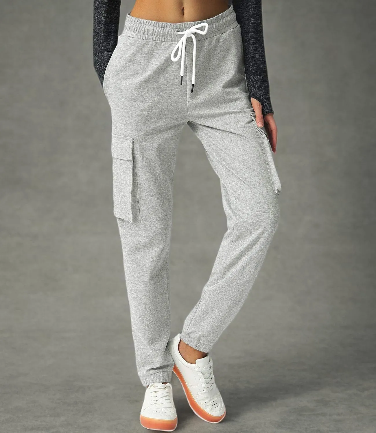 SPECIALMAGIC Women's Cargo Sweatpants Cotton Athletic Joggers 4 Pockets Sporty Pants