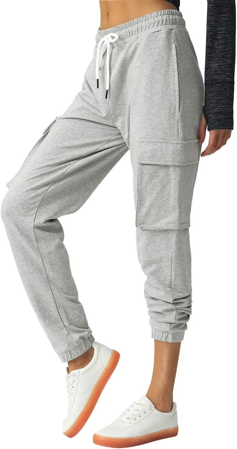 SPECIALMAGIC Women's Cargo Sweatpants Cotton Athletic Joggers 4 Pockets Sporty Pants