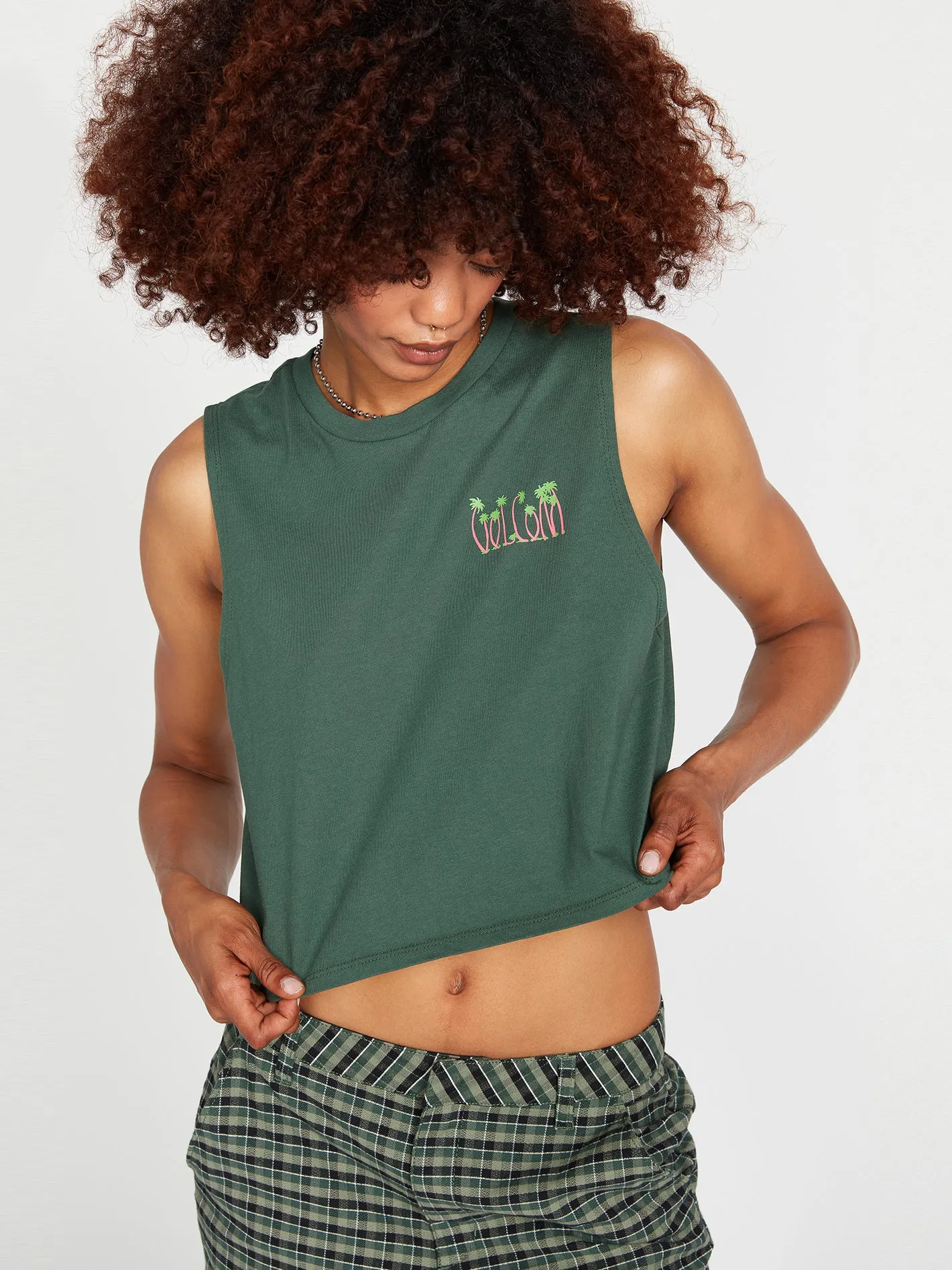 Stone Hour Crop Tank - Dark Pine