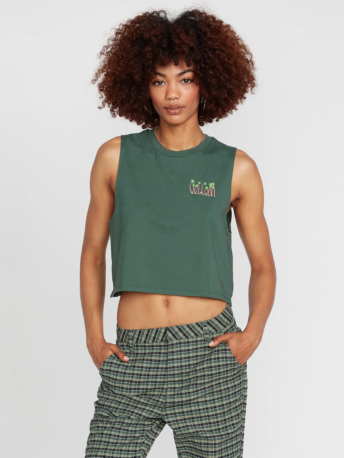 Stone Hour Crop Tank - Dark Pine
