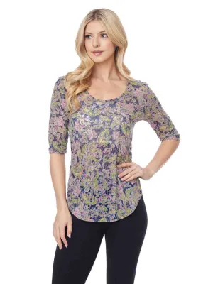 Tianello "Gypsy" Printed Cotton Knit Burnout "Koi Tee" XS, S