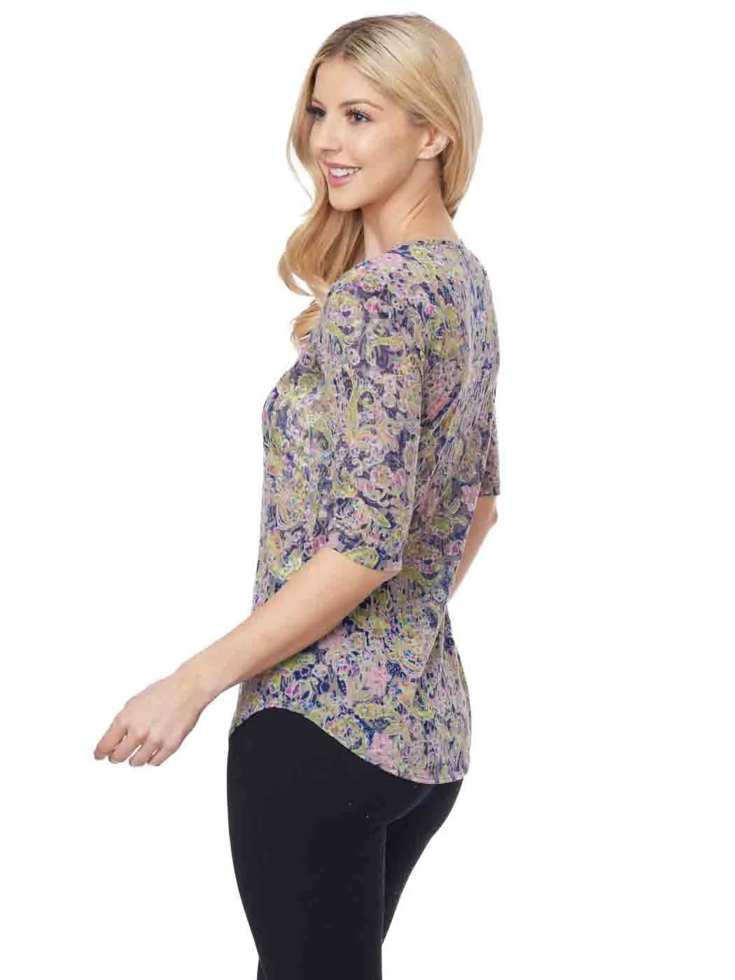 Tianello "Gypsy" Printed Cotton Knit Burnout "Koi Tee" XS, S