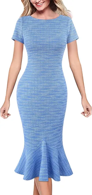 VFSHOW Womens Elegant Vintage Cocktail Party Mermaid Bodycon Midi Mid-Calf Dress