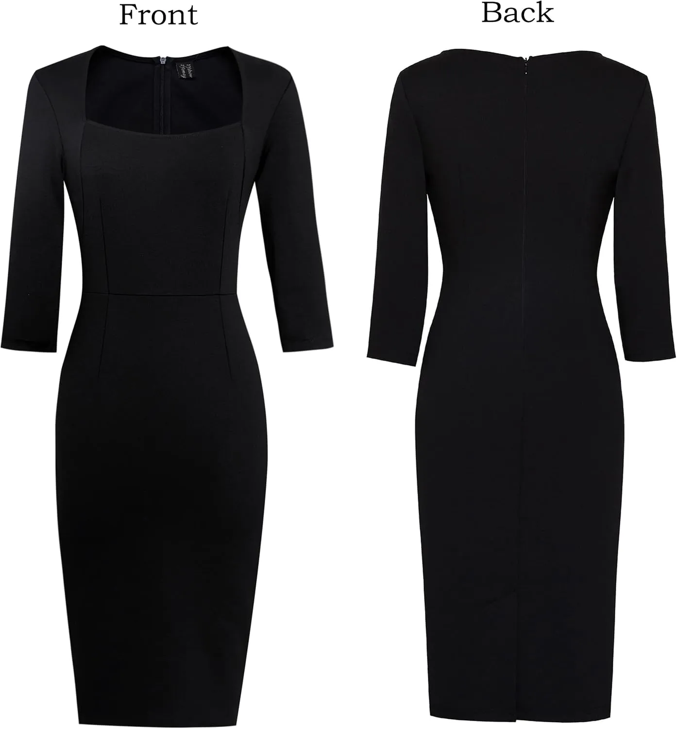 VFSHOW Womens Work Business Square Neck Bodycon Dress Office Retro Elegant Slim Fitted Pencil Sheath Dress