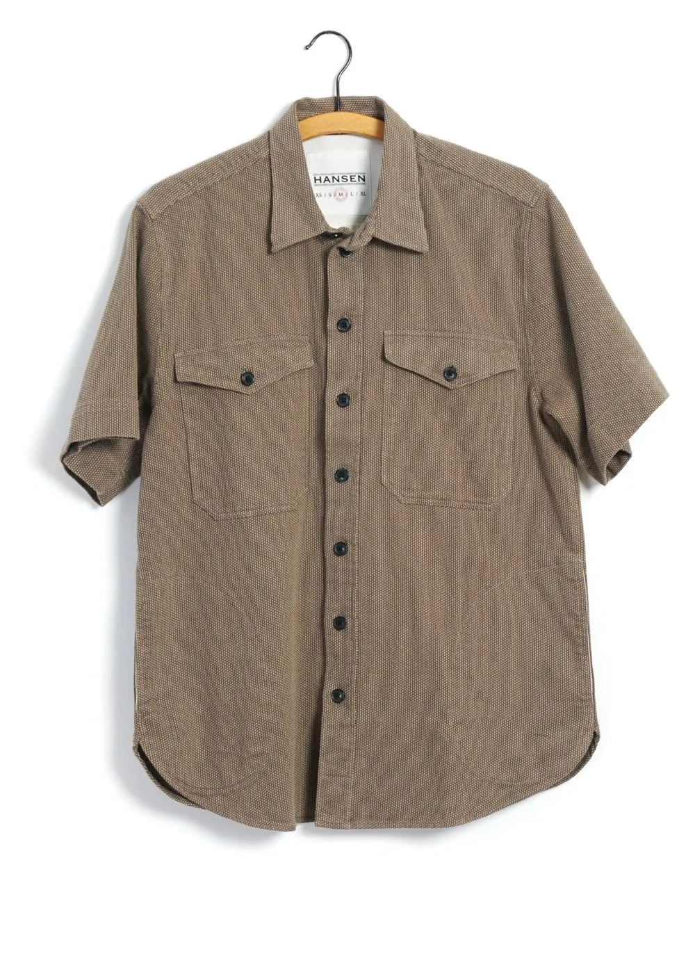 VILLY | Short Sleeve Shirt | Khaki Sashiko