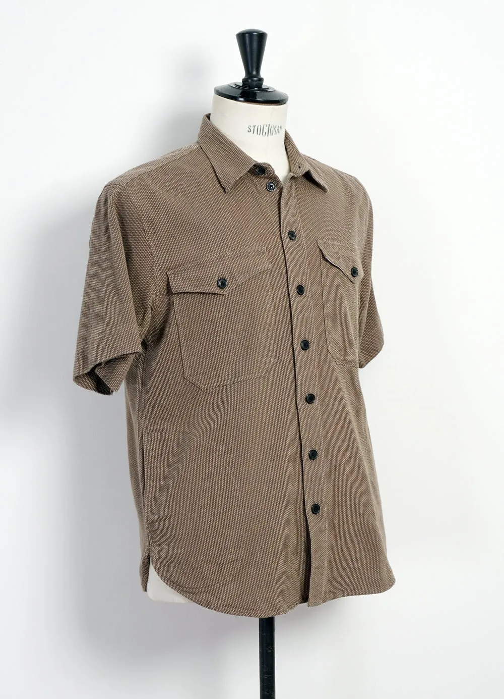 VILLY | Short Sleeve Shirt | Khaki Sashiko