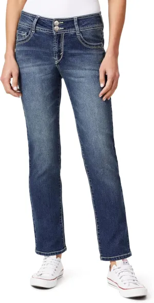 WallFlower Women's Luscious Curvy Straight 29" Mid-Rise Insta Stretch Juniors Jeans