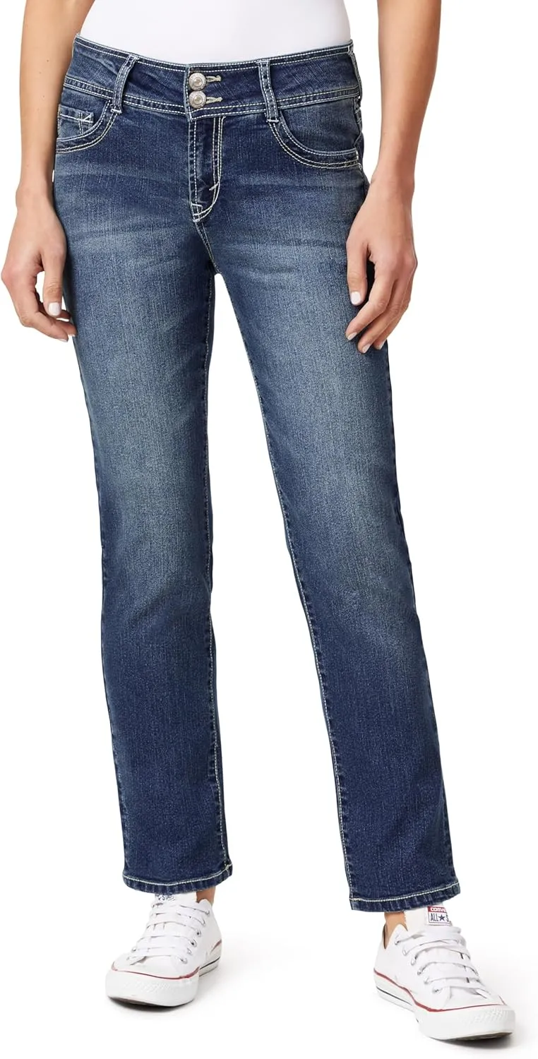 WallFlower Women's Luscious Curvy Straight 29" Mid-Rise Insta Stretch Juniors Jeans