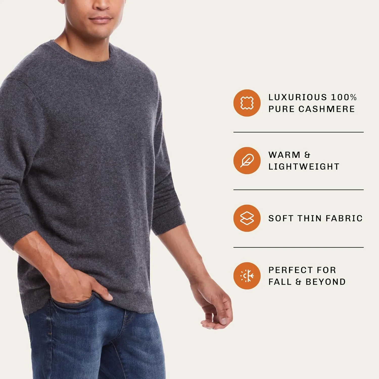 Weatherproof Vintage Men's 100% Cashmere Sweater  Ultra-Soft, Warm & Lightweight Pullover for All-Day Comfort (S-XXL)
