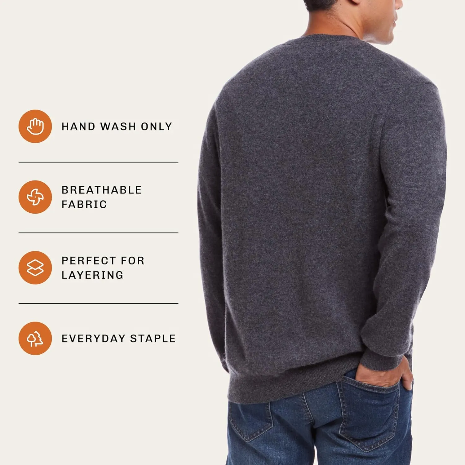 Weatherproof Vintage Men's 100% Cashmere Sweater  Ultra-Soft, Warm & Lightweight Pullover for All-Day Comfort (S-XXL)