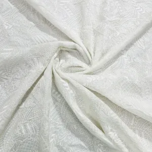 White Floral Sequins Embroidery Dyeable Organza Fabric