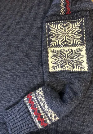 Winter Patterned Guernsey in Caspian Blue