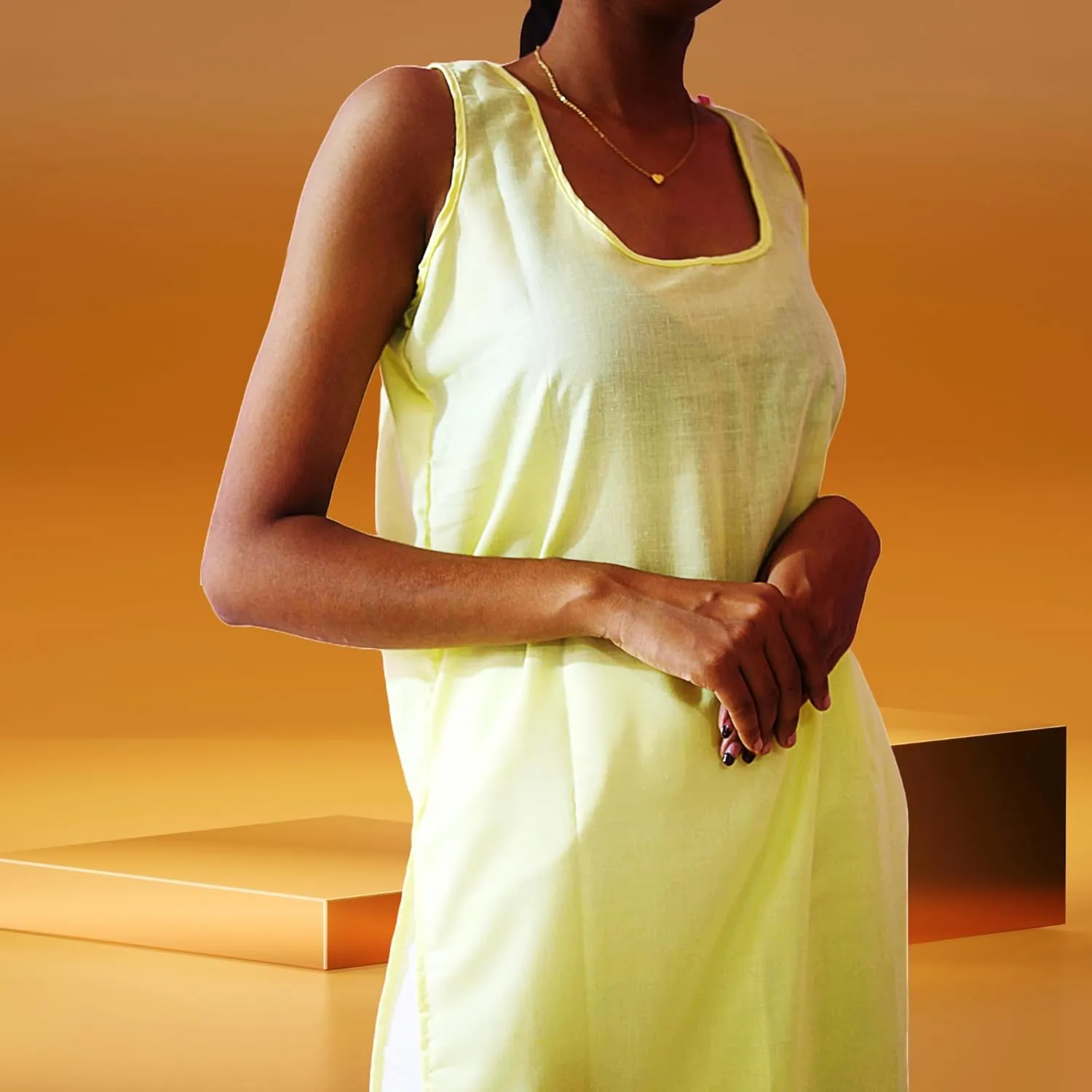 Women's Long Cotton Inner Slip Innerwear, Sleeveless Camisole for Sheer Kurtis