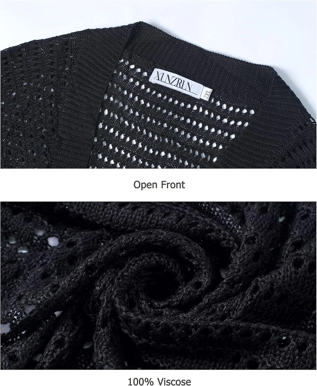Women's Long Sleeve Open Front Bolero Shrug Lightweight Knit Hollow Out Cropped Cardigan