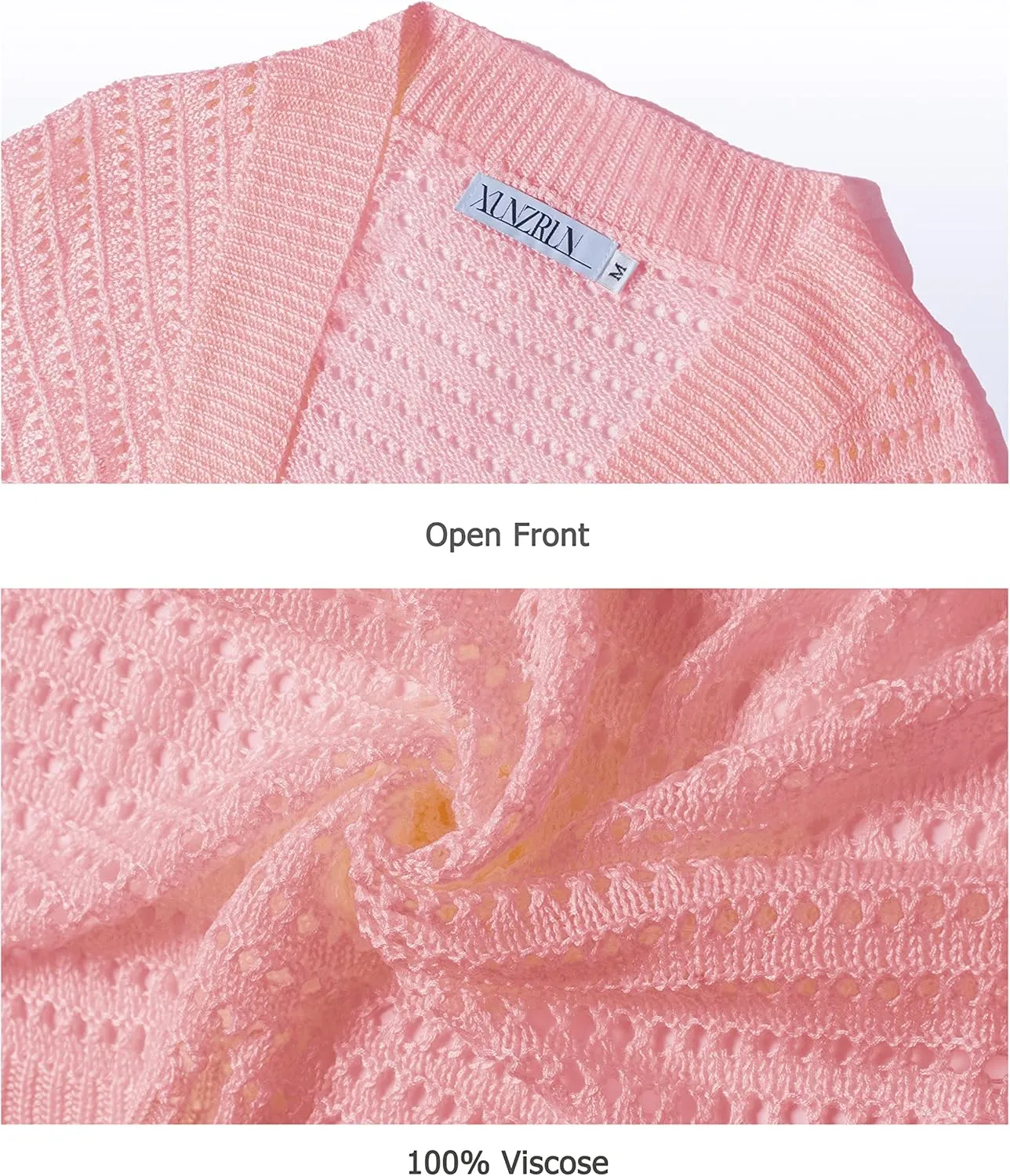 Women's Long Sleeve Open Front Bolero Shrug Lightweight Knit Hollow Out Cropped Cardigan